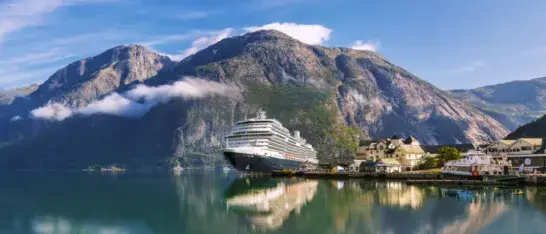 Cruiseschip bij fjorden